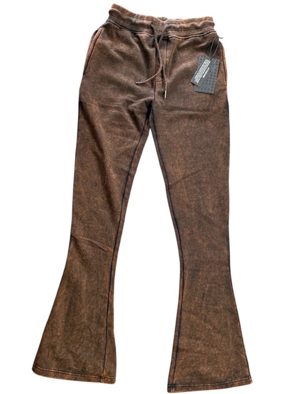 Brown Mineral Wash Flare Sweatpants | Boho Y2K Lounge Pants | Size S